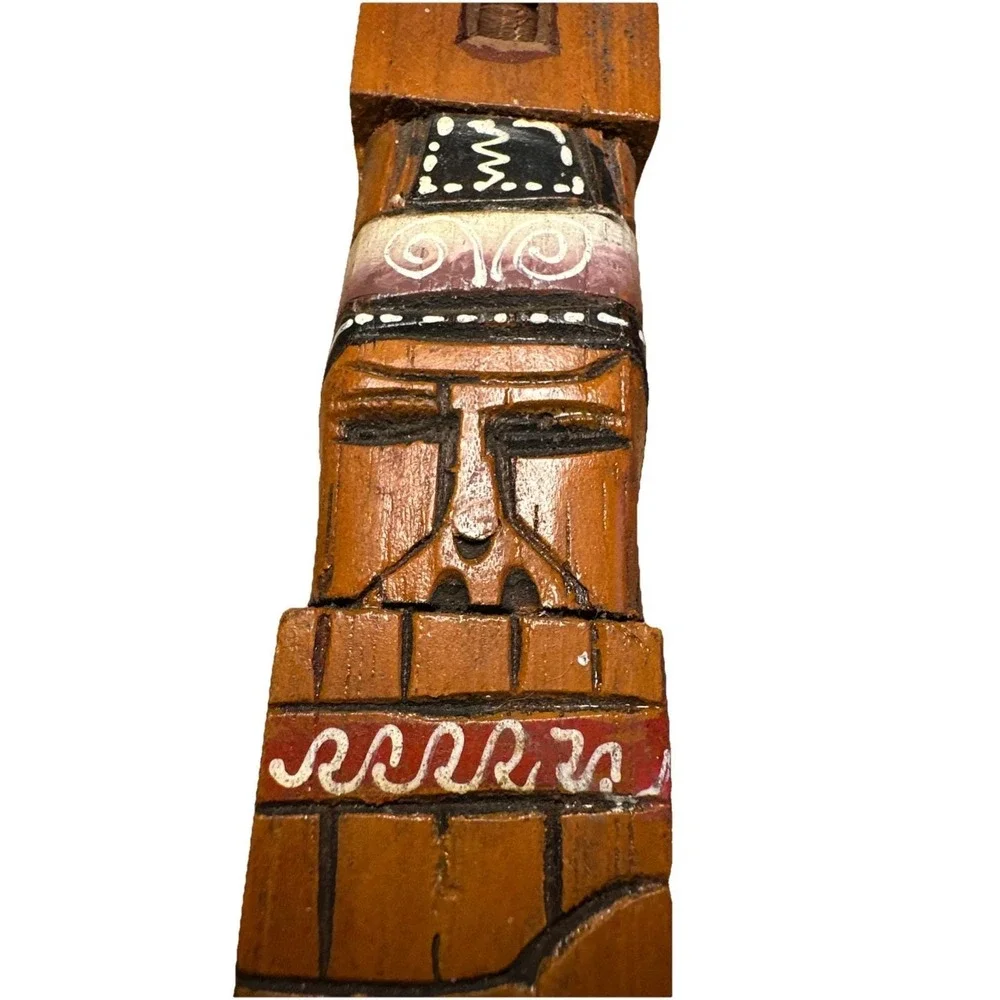 Vtg Handmade‎ Hand Carved Wooden Flute 12.5